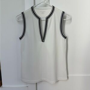 Tory sport white tennis tank with navy stripe